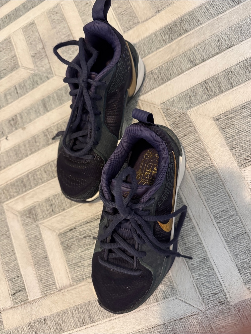 Nike Kids Sneakers Black with Purple and Gold Swoosh